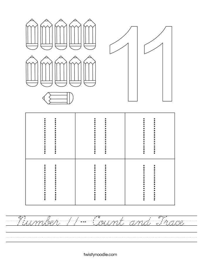 Number 11- Count and Trace Worksheet