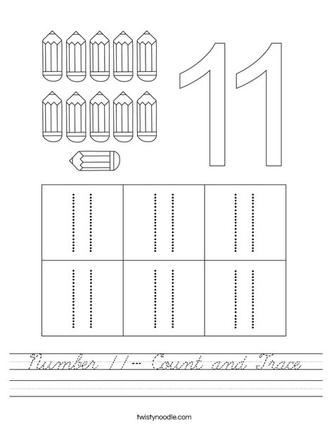 Number 11- Count and Trace Worksheet