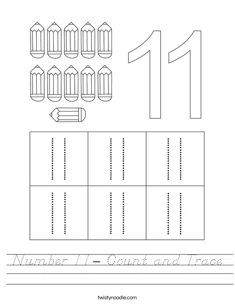 Number 11- Count and Trace Worksheet