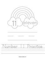 Number 11 Practice Handwriting Sheet