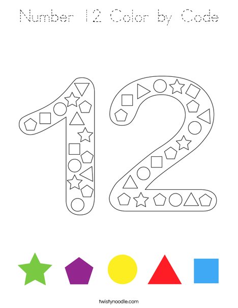 Number 12 Color by Code Coloring Page