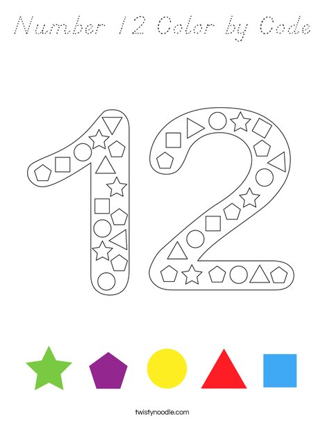 Number 12 Color by Code Coloring Page