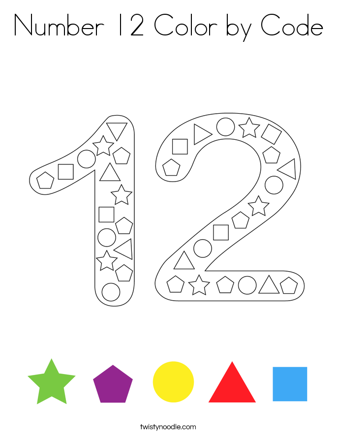 Number 12 Color by Code Coloring Page