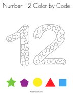 Number 12 Color by Code Coloring Page