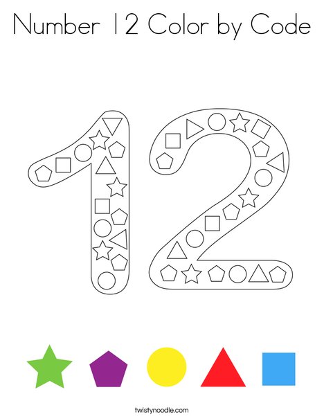 Number 12 Color by Code Coloring Page