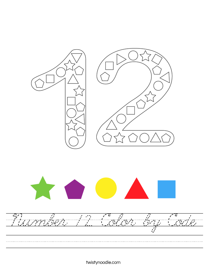 Number 12 Color by Code Worksheet