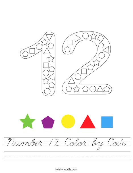 Number 12 Color by Code Worksheet