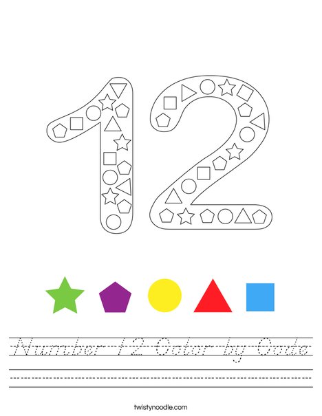 Number 12 Color by Code Worksheet