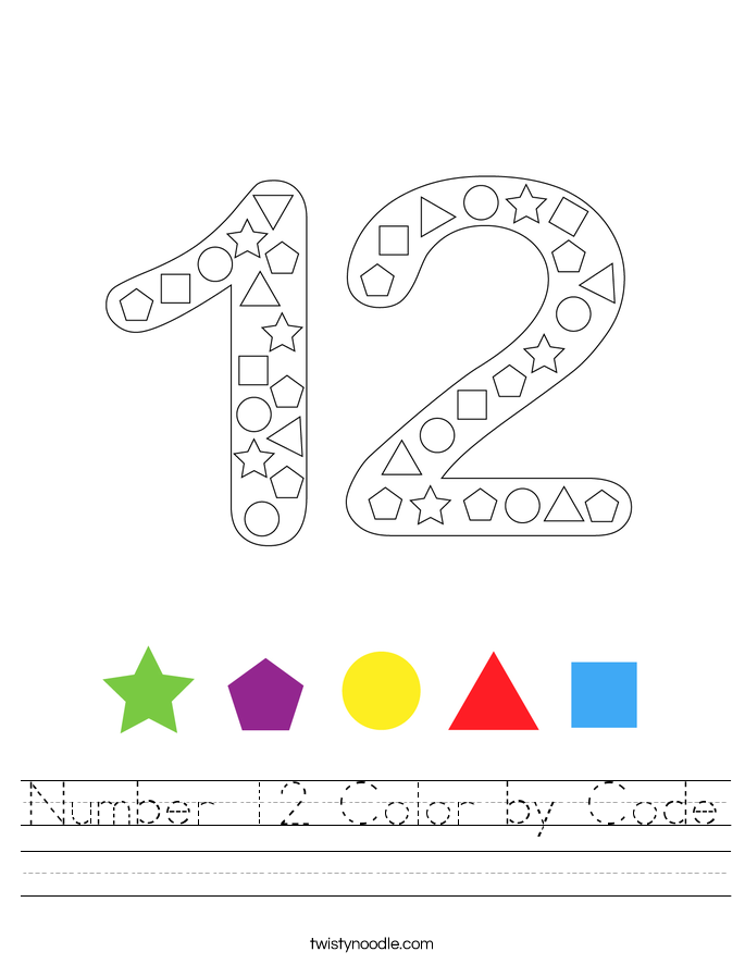 Number 12 Color by Code Worksheet