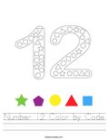 Number 12 Color by Code Worksheet