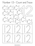 Number 12- Count and Trace Coloring Page