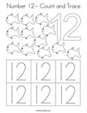 Number 12- Count and Trace Coloring Page