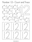 Number 12- Count and Trace Coloring Page