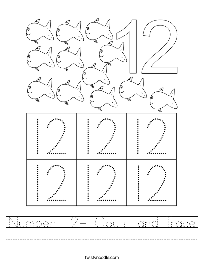 Number 12- Count and Trace Worksheet