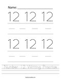 Number 12 Writing Practice Worksheet