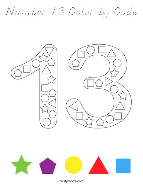 Number 13 Color by Code Coloring Page