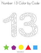 Number 13 Color by Code Coloring Page