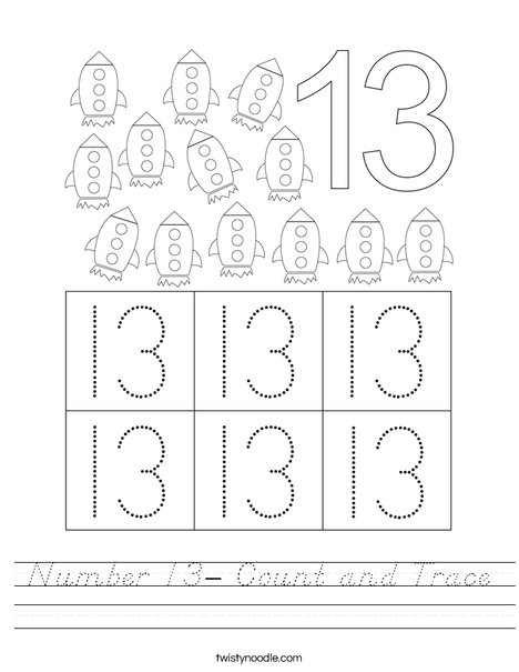Number 13- Count and Trace Worksheet