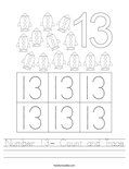 Number 13- Count and Trace Worksheet