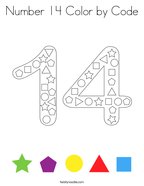 Number 14 Color by Code Coloring Page