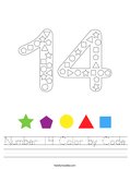 Number 14 Color by Code Worksheet