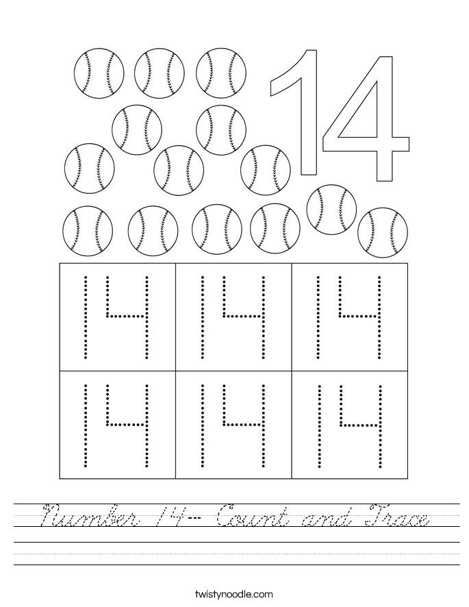 Number 14- Count and Trace Worksheet