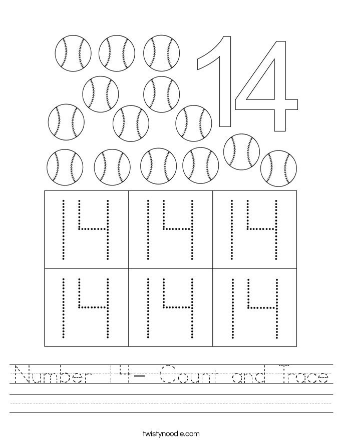 Number 14- Count and Trace Worksheet