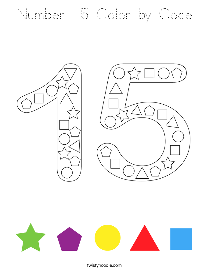 Number 15 Color by Code Coloring Page