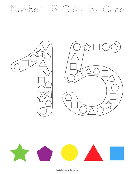 Number 15 Color by Code Coloring Page