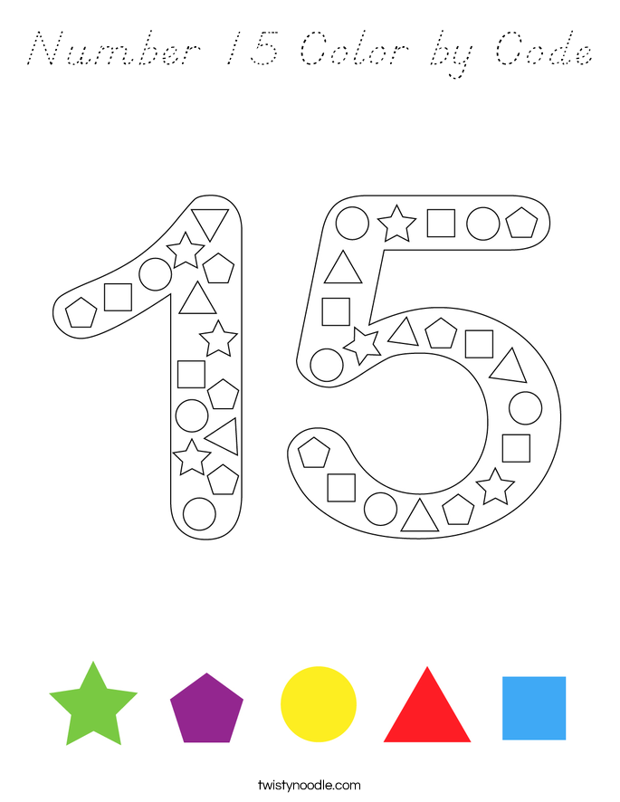Number 15 Color by Code Coloring Page