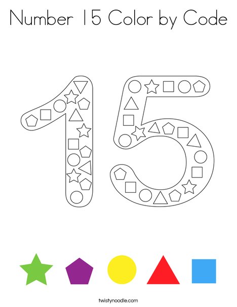 Number 15 Color by Code Coloring Page