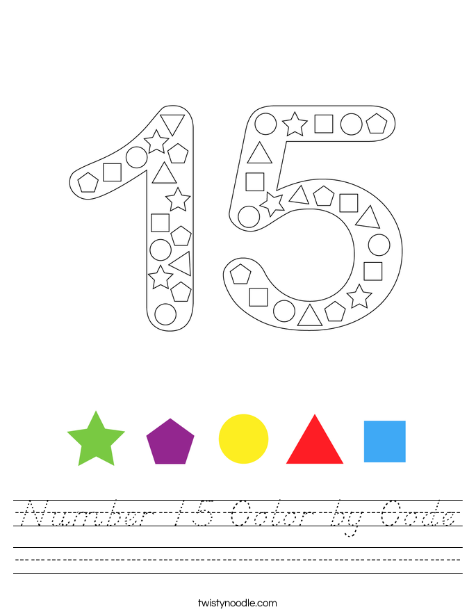 Number 15 Color by Code Worksheet