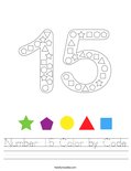 Number 15 Color by Code Worksheet