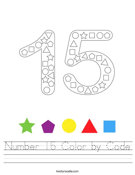 Number 15 Color by Code Worksheet