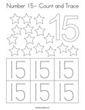 Number 15- Count and Trace Coloring Page