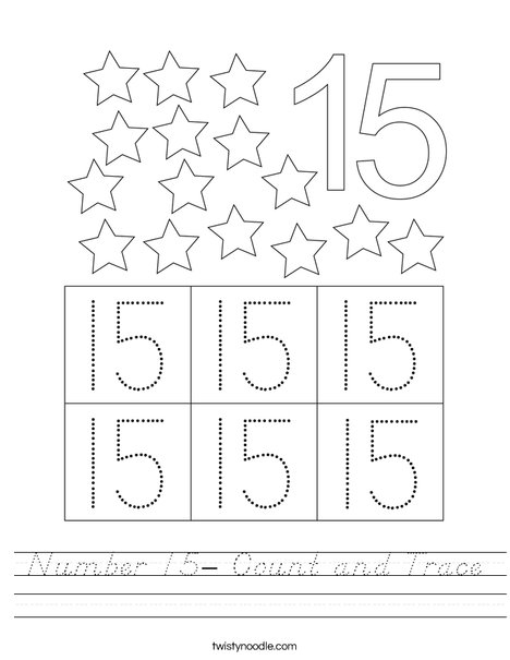 Number 15- Count and Trace Worksheet