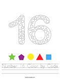 Number 16 Color by Code Worksheet