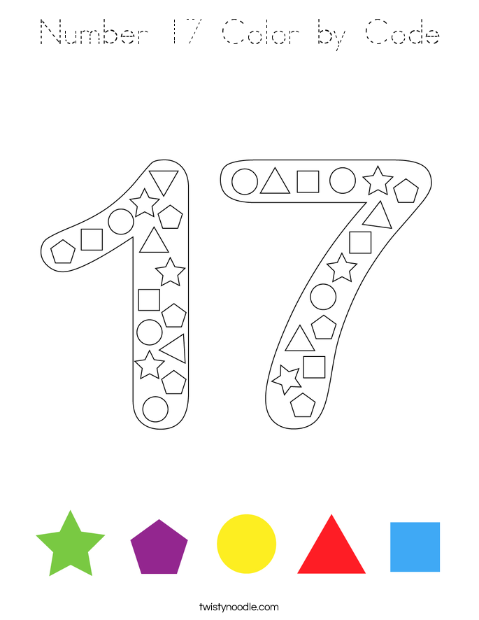 Number 17 Color by Code Coloring Page