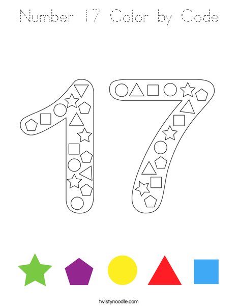 Number 17 Color by Code Coloring Page