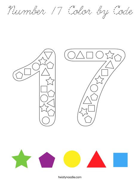 Number 17 Color by Code Coloring Page