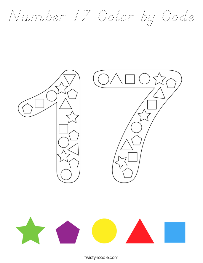 Number 17 Color by Code Coloring Page