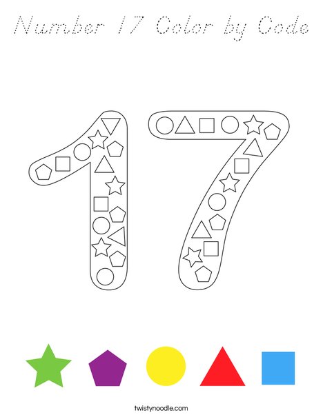 Number 17 Color by Code Coloring Page
