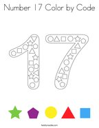 Number 17 Color by Code Coloring Page