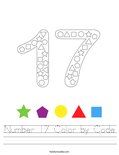 Number 17 Color by Code Worksheet