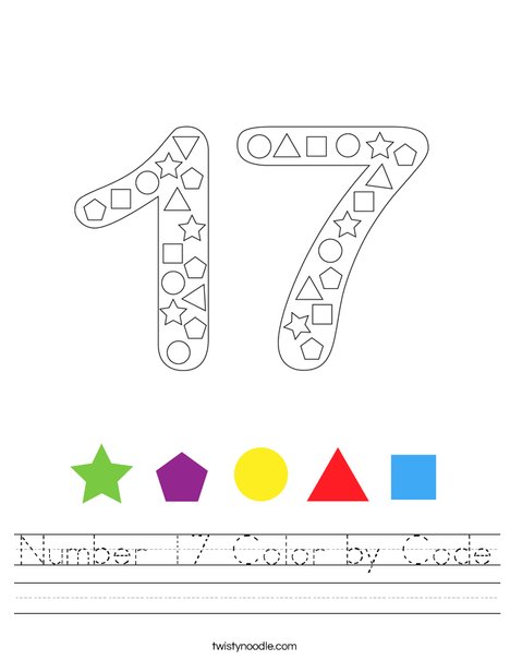 Number 17 Color by Code Worksheet