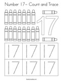 Number 17- Count and Trace Coloring Page