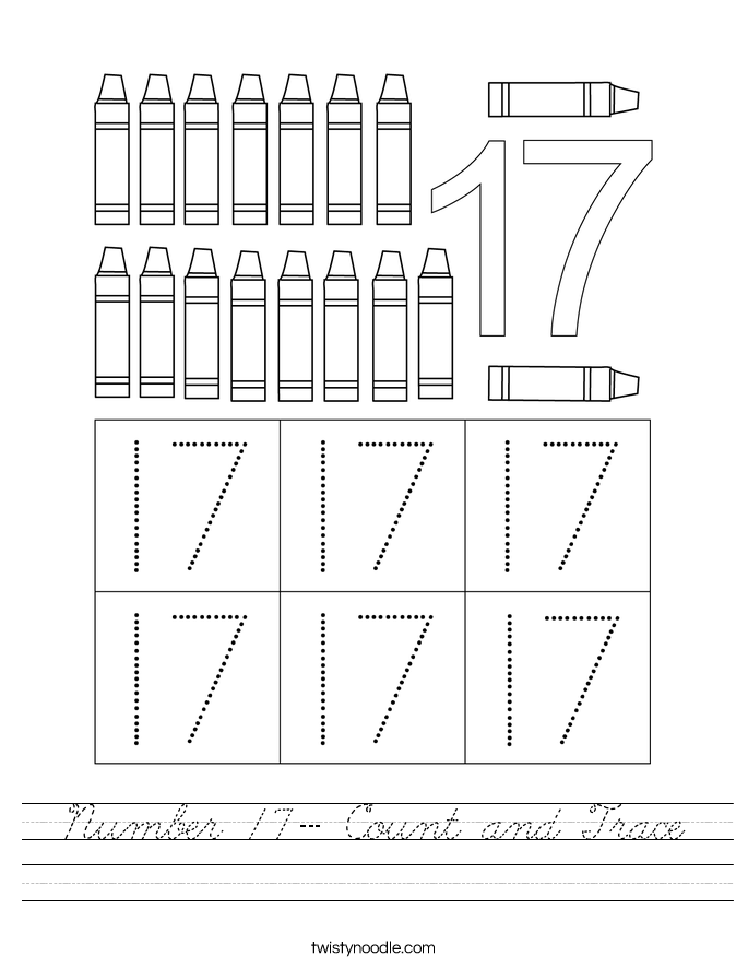 Number 17- Count and Trace Worksheet