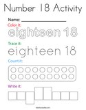 Number 18 Activity Coloring Page