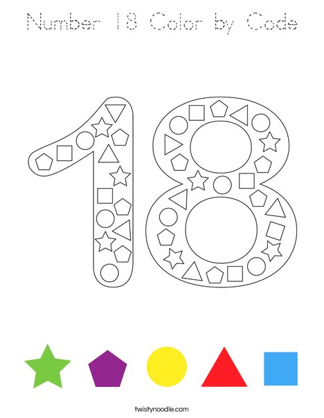 Number 18 Color by Code Coloring Page
