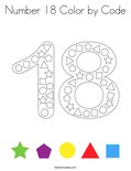 Number 18 Color by Code Coloring Page
